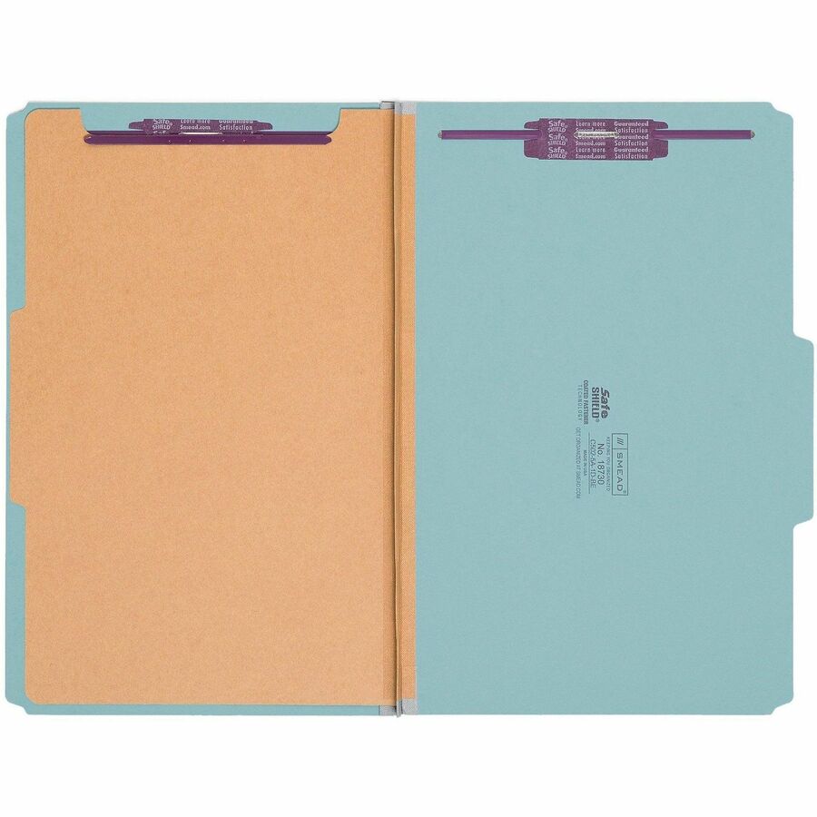 Smead SafeSHIELD 2/5 Tab Cut Legal Recycled Classification Folder - 8 1/2" x 14" - 2" Expansion - 2 x 2S Fastener - 2" f