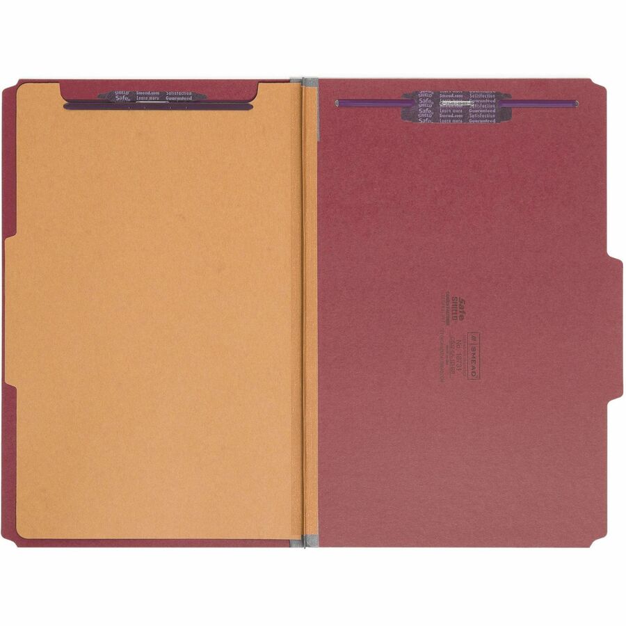 Smead SafeSHIELD 2/5 Tab Cut Legal Recycled Classification Folder - 8 1/2" x 14" - 2" Expansion - 2 x 2S Fastener - 2" f