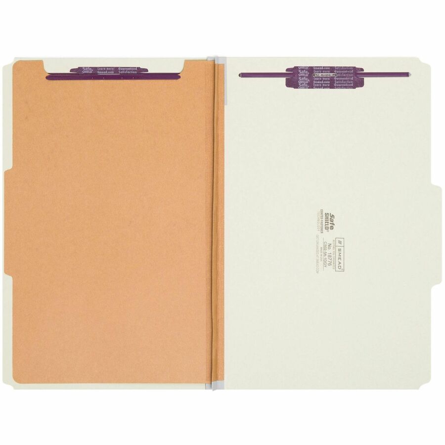 Smead SafeSHIELD 2/5 Tab Cut Legal Recycled Classification Folder - 8 1/2" x 14" - 2" Expansion - 2 x 2S Fastener - 2" f