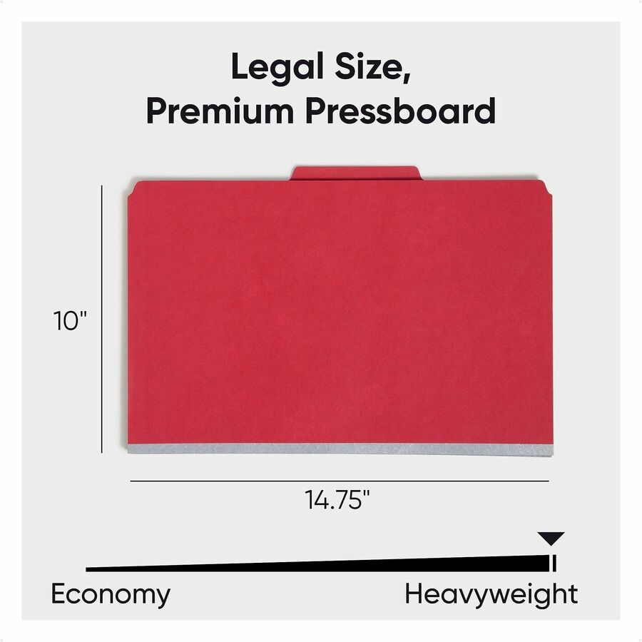 Smead SafeSHIELD 2/5 Tab Cut Legal Recycled Classification Folder - 8 1/2" x 14" - 2" Expansion - 2 x 2S Fastener - 2" f