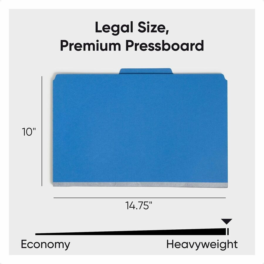 Smead SafeSHIELD 2/5 Tab Cut Legal Recycled Classification Folder - 8 1/2" x 14" - 2" Expansion - 2 x 2S Fastener - 2" f