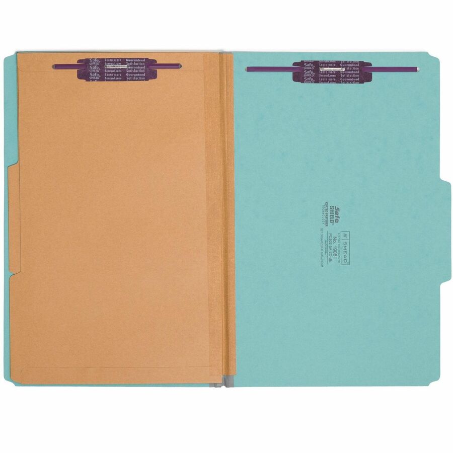 Smead SafeSHIELD 2/5 Tab Cut Legal Recycled Classification Folder - 8 1/2" x 14" - 2" Expansion - 2 x 2S Fastener - 2" f