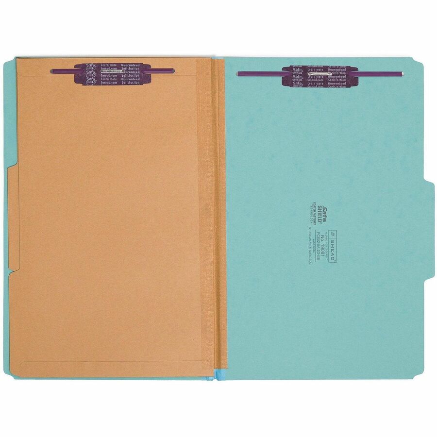 Smead SafeSHIELD 2/5 Tab Cut Legal Recycled Classification Folder - 8 1/2" x 14" - 2" Expansion - 2 x 2S Fastener - 2" f