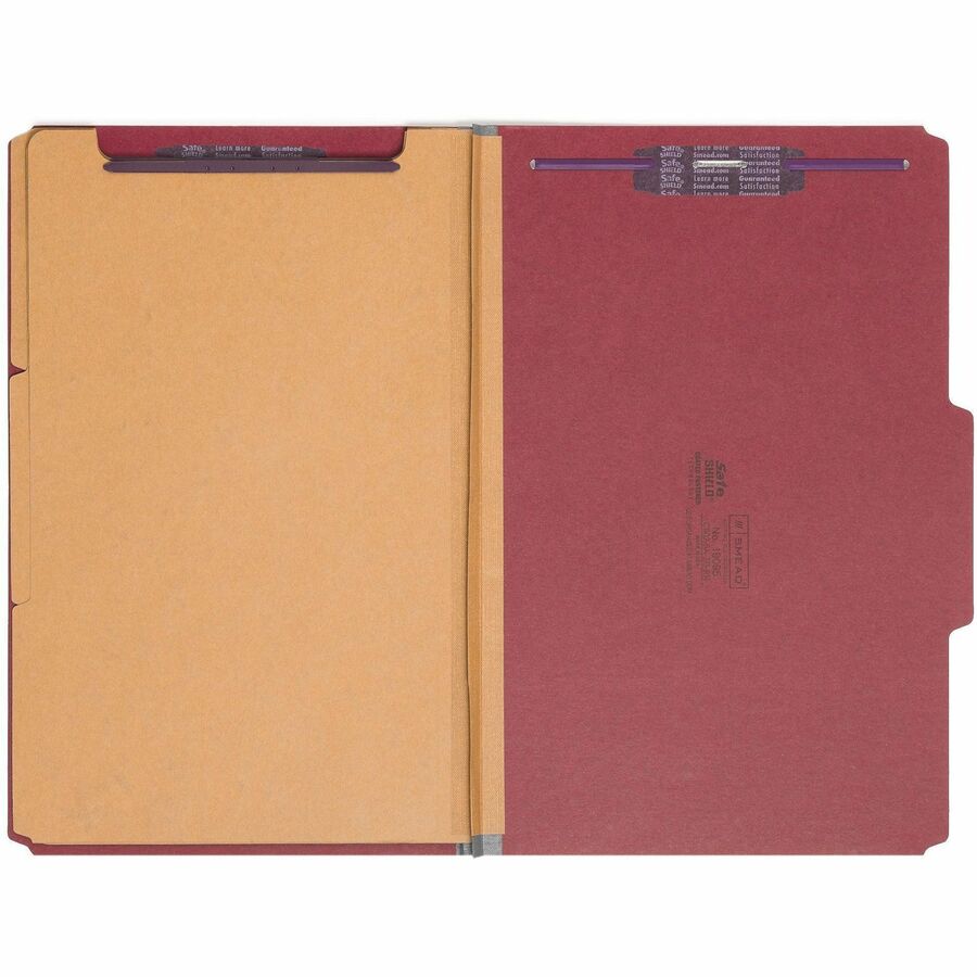 Smead SafeSHIELD 2/5 Tab Cut Legal Recycled Classification Folder - 8 1/2" x 14" - 3" Expansion - 2 x 2S Fastener - 2" f