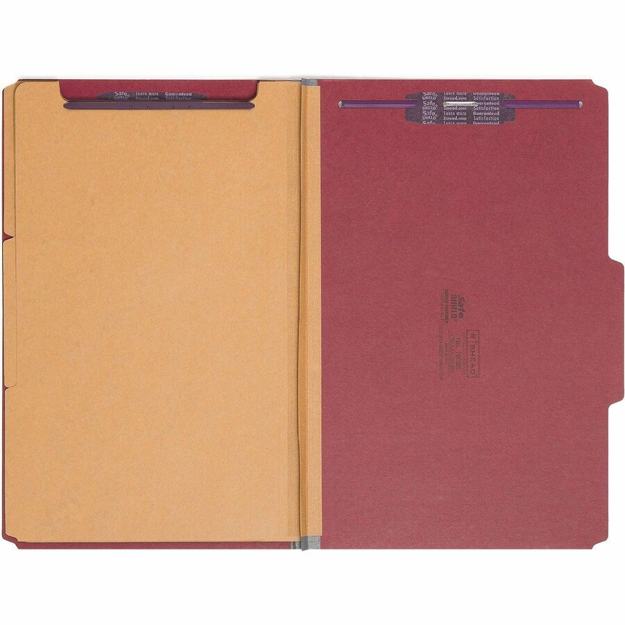 Smead SafeSHIELD 2/5 Tab Cut Legal Recycled Classification Folder - 8 1/2" x 14" - 3" Expansion - 2 x 2S Fastener - 2" f