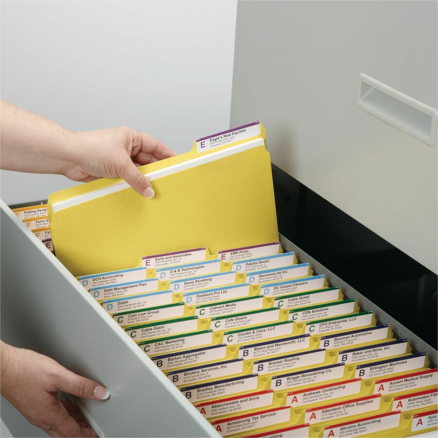 Smead Colored 1/3 Tab Cut Letter Recycled Top Tab File Folder - 8 1/2" x 11" - 1" Expansion - Top Tab Location - Assorte
