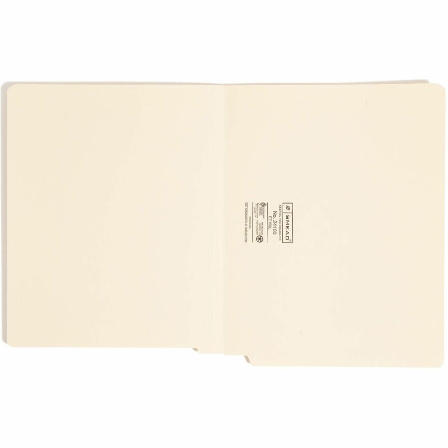 Smead Straight Tab Cut Letter Recycled End Tab File Folder - 8 1/2" x 11" - 3/4" Expansion - 11 pt. - 1 Plys - Manila - 