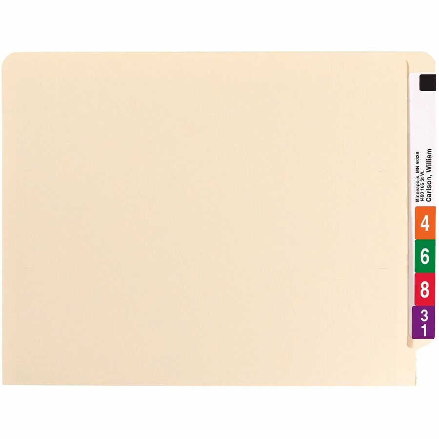 Smead Straight Tab Cut Letter Recycled End Tab File Folder - 8 1/2" x 11" - 3/4" Expansion - 11 pt. - 1 Plys - Manila - 