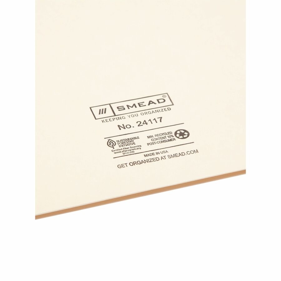 Smead Straight Tab Cut Letter Recycled File Pocket - 8 1/2" x 11" - 2 Pocket - 11 pt. - 2 Plys - Manila - Heavyweight Co