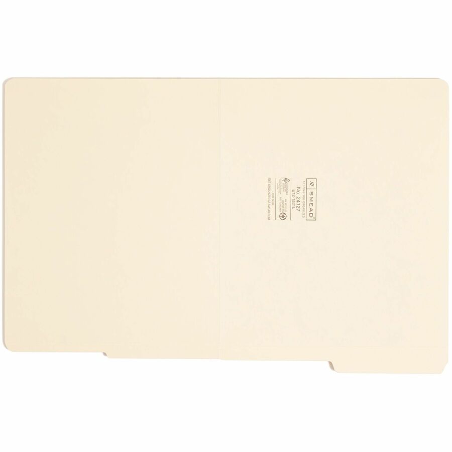 Smead Shelf-Master 1/2 Tab Cut Letter Recycled End Tab File Folder - 8 1/2" x 11" - 3/4" Expansion - End Tab Location - 
