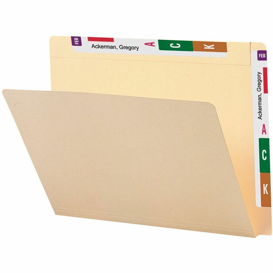 Smead Letter Recycled End Tab File Folder - 8 1/2" x 11" - 3/4" Expansion - 11 pt. - 2 Plys - Manila - 10% Recycled - 10