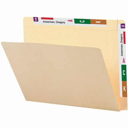 Smead Letter Recycled End Tab File Folder - 8 1/2" x 11" - 3/4" Expansion - 11 pt. - 2 Plys - Manila - 10% Recycled - 10