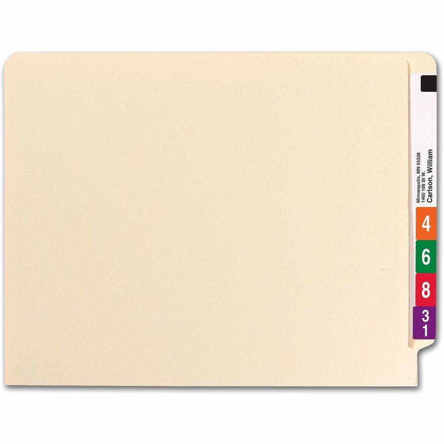 Smead Straight Tab Cut Letter Recycled End Tab File Folder - 8 1/2" x 11" - 1 1/2" Expansion - 14 pt. - 2 Plys - Manila 
