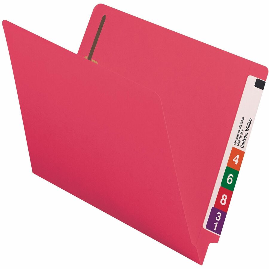 Smead Shelf-Master Straight Tab Cut Letter Recycled Fastener Folder - 8 1/2" x 11" - 3/4" Expansion - 2 x 2B Fastener - 