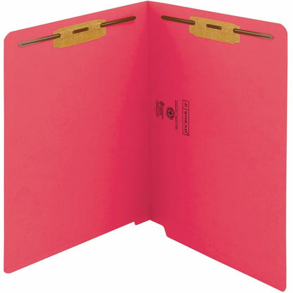 Smead Shelf-Master Straight Tab Cut Letter Recycled Fastener Folder - 8 1/2" x 11" - 3/4" Expansion - 2 x 2B Fastener - 