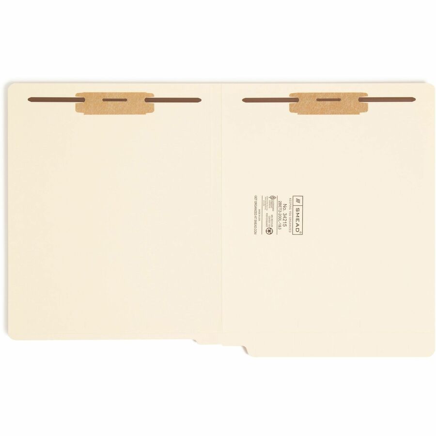 Smead Straight Tab Cut Letter Recycled Fastener Folder - 8 1/2" x 11" - 3/4" Expansion - 2 x 2B Fastener - 2" for Folder