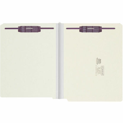Smead Letter Recycled Fastener Folder - 8 1/2" x 11" - 1" Expansion - 2 x 2S Fastener - 2" for Folder - End Tab Location