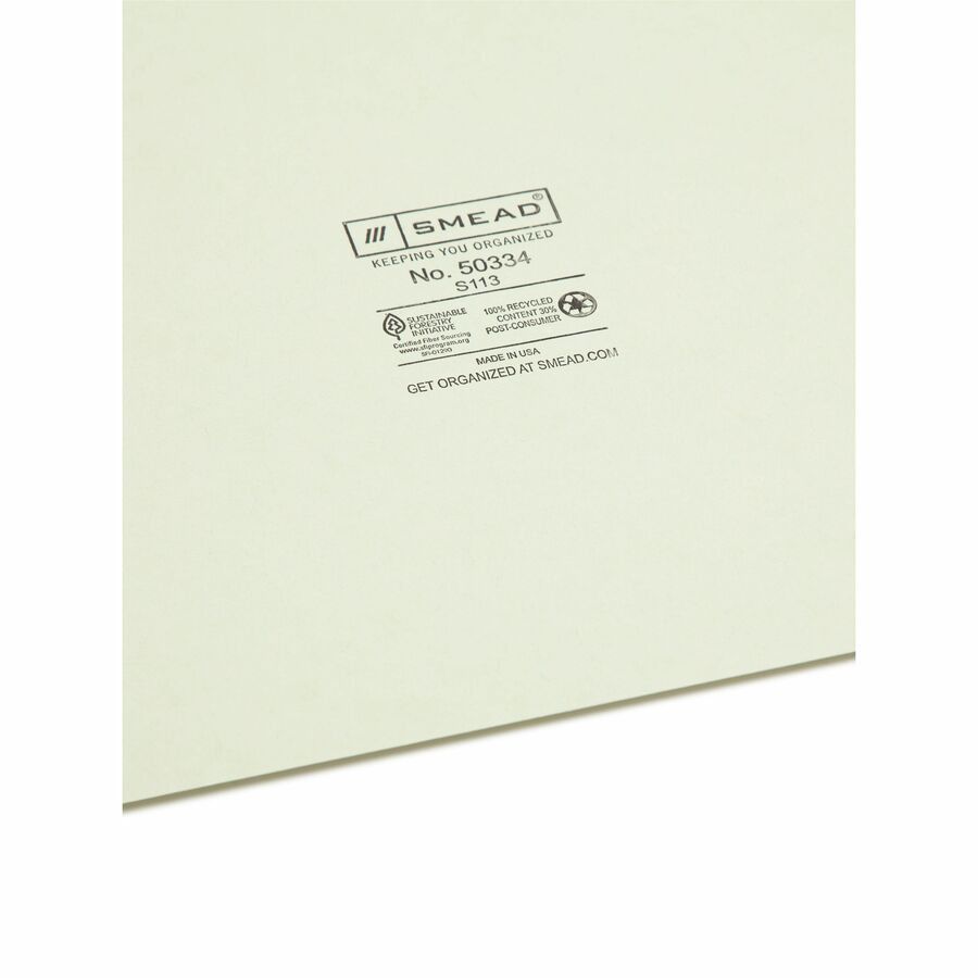 Smead Filing Guides with Blank Tab - Blank Assorted Tab(s) - Letter - Gray Pressboard, Green Tab(s) - 100% Recycled - 10