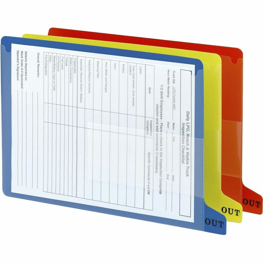 Smead End Tab Out Guides - Printed Bottom Tab(s) - Message - OUT - Letter - Red Poly Tab(s) - 25 / Box