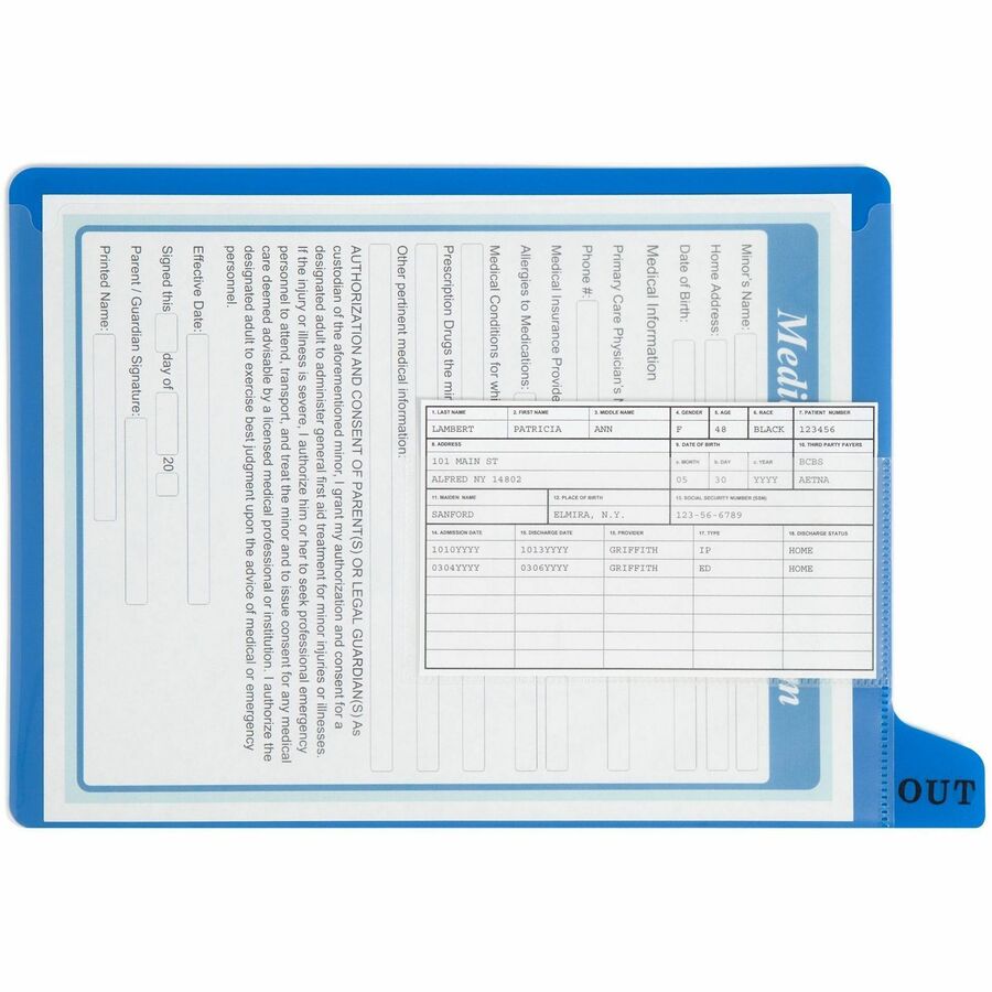Smead End Tab Out Guides - Printed Bottom Tab(s) - Message - OUT - Letter - Blue Poly Tab(s) - 25 / Box