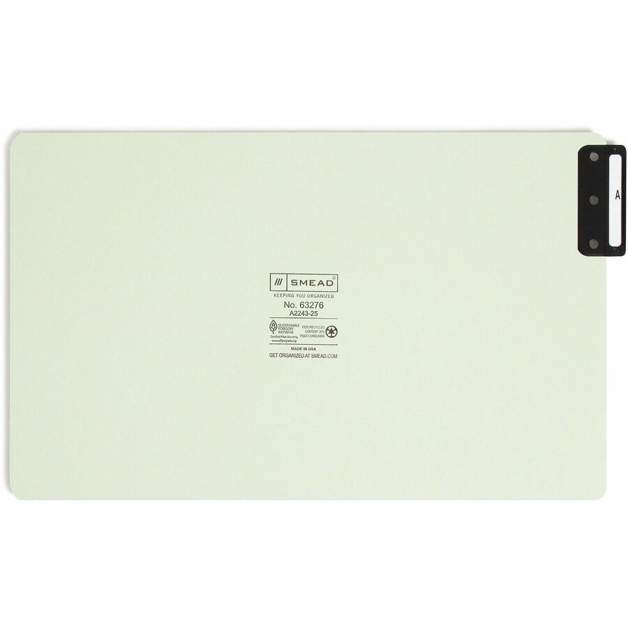 Smead 100% Recycled Filing Guides with Vertical Extra-Wide Blank Tab - Printed Tab(s) - Character - A-Z - 25 Tab(s)/Set 