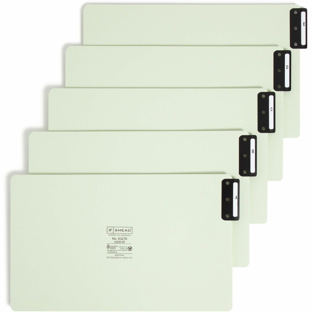 Smead 100% Recycled Filing Guides with Vertical Extra-Wide Blank Tab - Printed Tab(s) - Character - A-Z - 25 Tab(s)/Set 