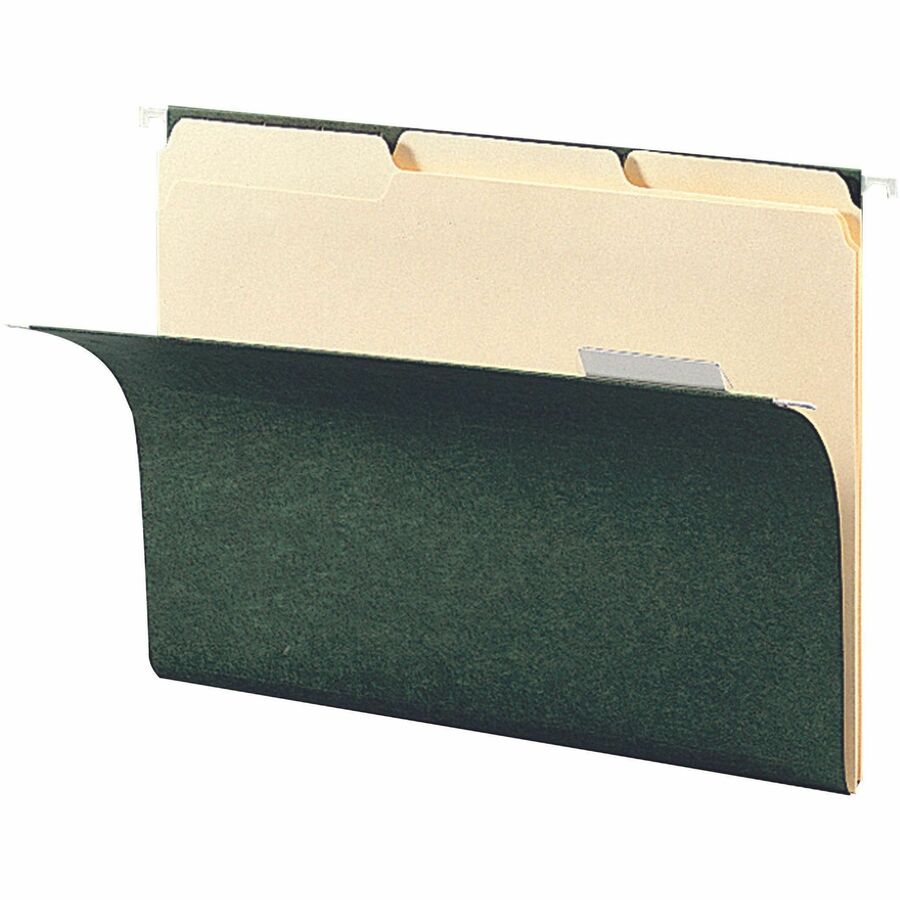 Smead 1/5 Tab Cut Letter Recycled Hanging Folder - 8 1/2" x 11" - Top Tab Location - Assorted Tab Position - 11 pt. - Vi