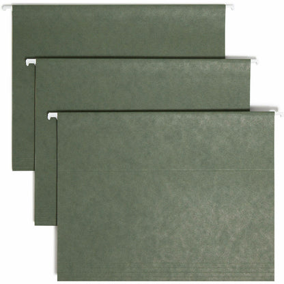Smead 1/5 Tab Cut Letter Recycled Hanging Folder - 8 1/2" x 11" - Top Tab Location - Assorted Tab Position - 11 pt. - Vi