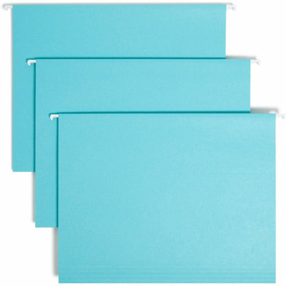Smead Colored 1/5 Tab Cut Letter Recycled Hanging Folder - 8 1/2" x 11" - Top Tab Location - Assorted Tab Position - 11 