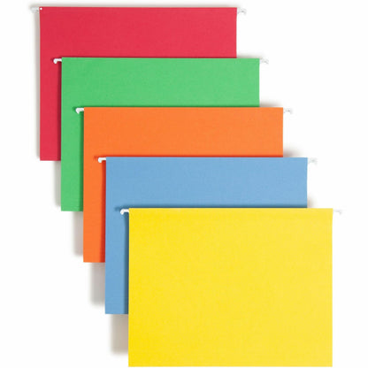Smead Colored 1/5 Tab Cut Letter Recycled Hanging Folder - 8 1/2" x 11" - Top Tab Location - Assorted Tab Position - 11 