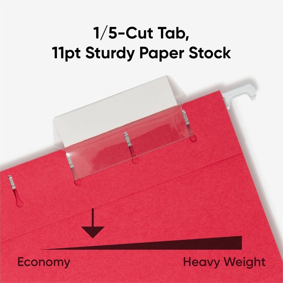 Smead Colored 1/5 Tab Cut Letter Recycled Hanging Folder - 8 1/2" x 11" - Top Tab Location - Assorted Tab Position - 11 