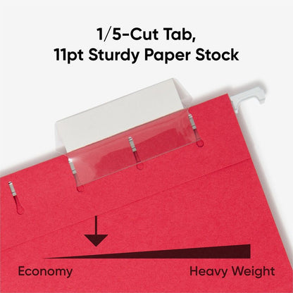 Smead Colored 1/5 Tab Cut Letter Recycled Hanging Folder - 8 1/2" x 11" - Top Tab Location - Assorted Tab Position - 11 