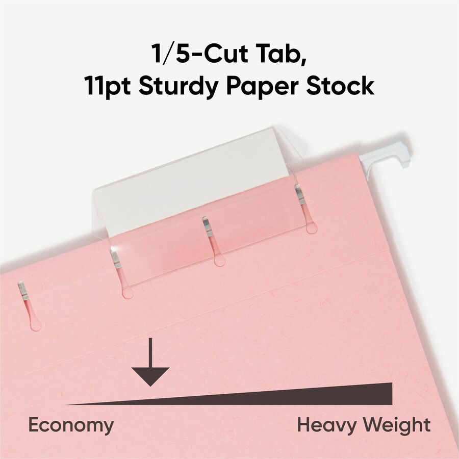 Smead Colored 1/5 Tab Cut Letter Recycled Hanging Folder - 8 1/2" x 11" - Top Tab Location - Assorted Tab Position - 11 