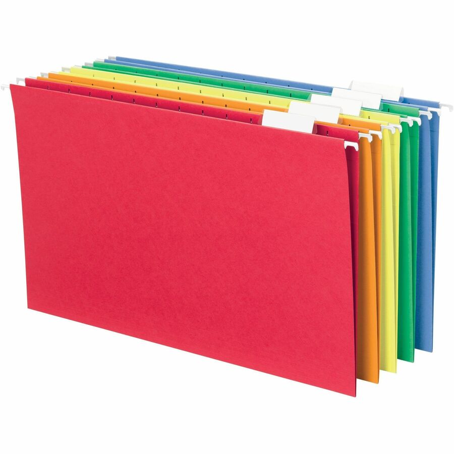 Smead 1/5 Tab Cut Legal Recycled Hanging Folder - 8 1/2" x 14" - Top Tab Location - Assorted Tab Position - 11 pt. - Vin