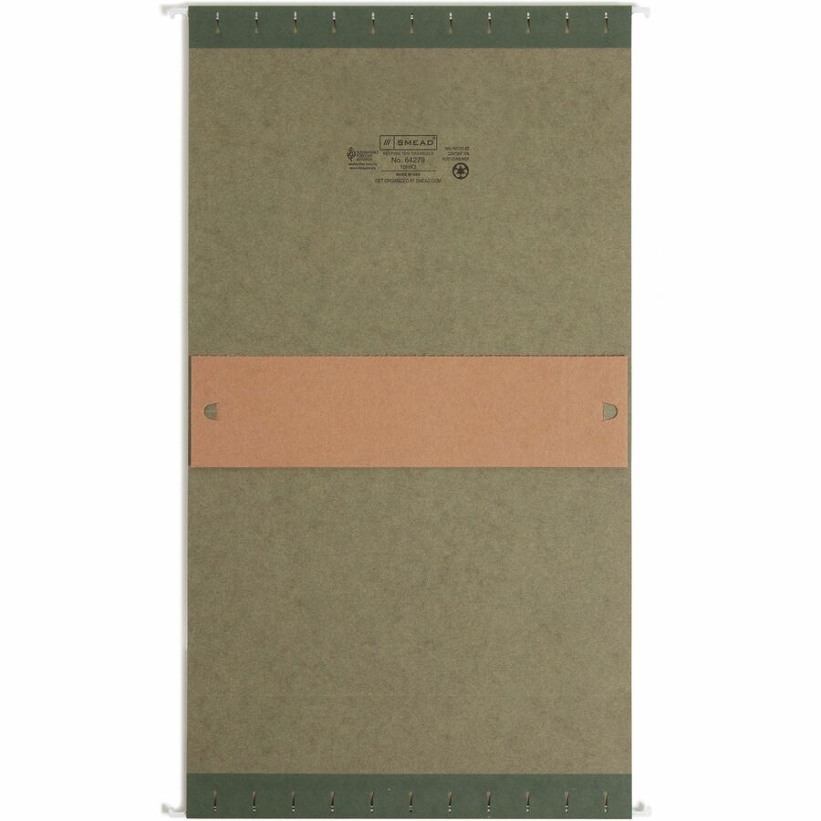 Smead Letter Recycled Hanging Folder - 8 1/2" x 11" - 3" Expansion - 11 pt. - Pressboard - Standard Green - Reinforced B
