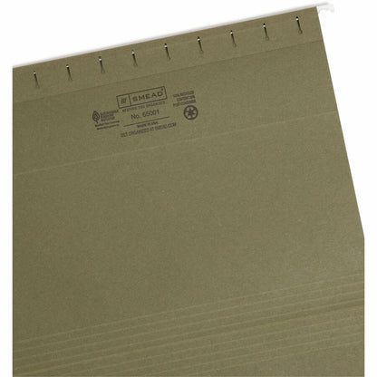 Smead 1/5 Tab Cut Letter Recycled Hanging Folder - 8 1/2" x 11" - Top Tab Location - Assorted Tab Position - 11 pt. - Vi