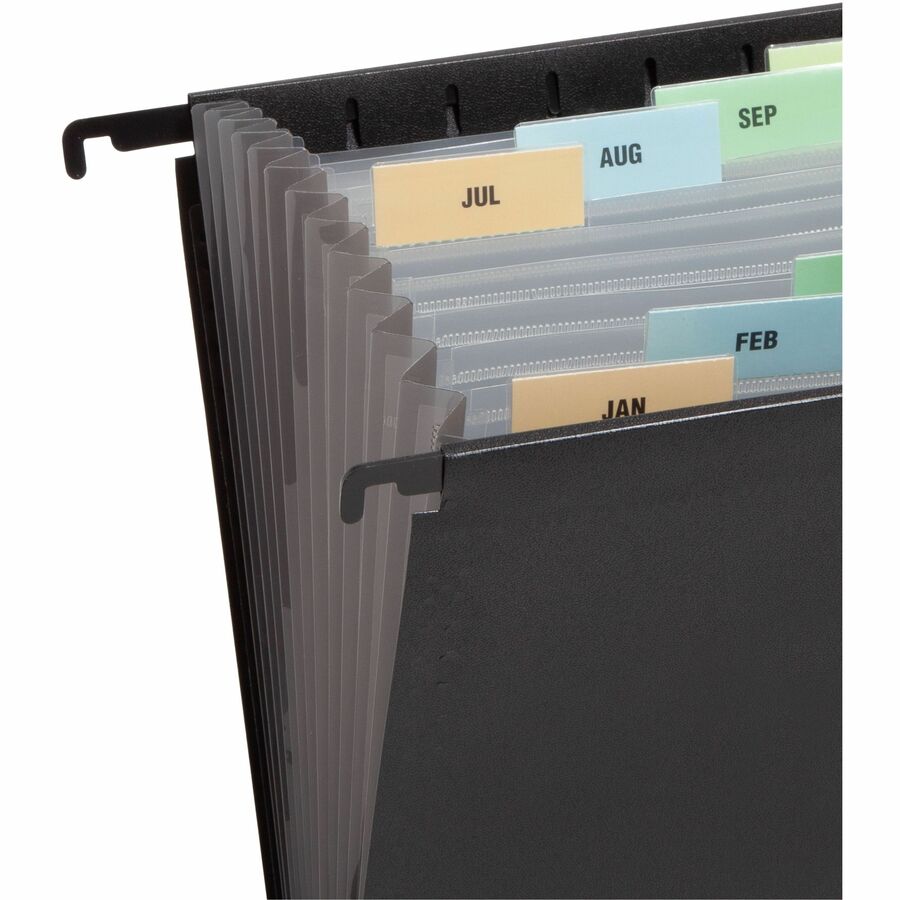 Smead Letter Expanding File - 8 1/2" x 11" - 7/8" Expansion - 13 Pocket - 12 Divider - Polypropylene - Black - 1 Each