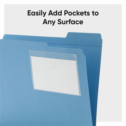 Smead Self-Adhesive Pockets - For 5 5/16" x 3 5/8" Sheet - Clear - Poly - 100 / Box