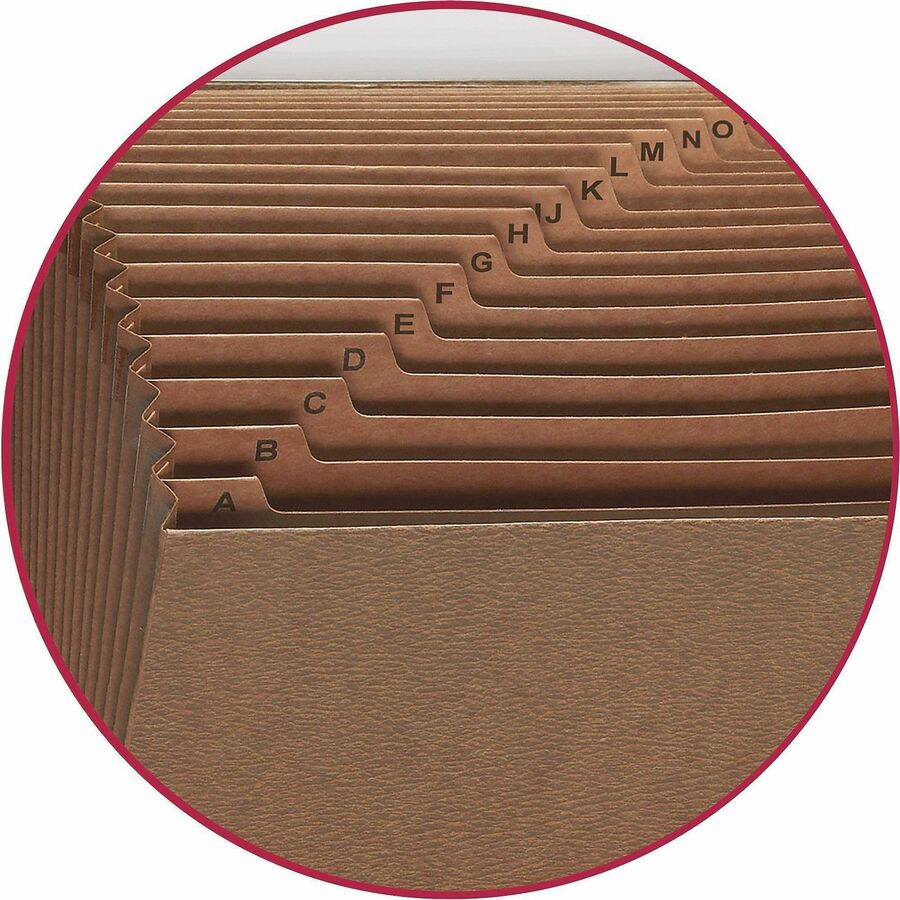 Smead Letter Recycled Expanding File - 8 1/2" x 11" - 7/8" Expansion - 21 Pocket - Redrope - Tear Resistant Gusset - 30%