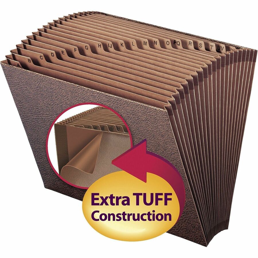 Smead Letter Recycled Expanding File - 8 1/2" x 11" - 7/8" Expansion - 21 Pocket - Redrope - Tear Resistant Gusset - 30%