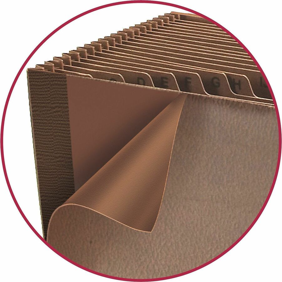 Smead Letter Recycled Expanding File - 8 1/2" x 11" - 7/8" Expansion - 21 Pocket - Redrope - Tear Resistant Gusset - 30%