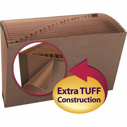 Smead TUFF Legal Recycled Expanding File - 8 1/2" x 14" - 7/8" Expansion - 21 Pocket - Redrope - Tear Resistant, Reinfor