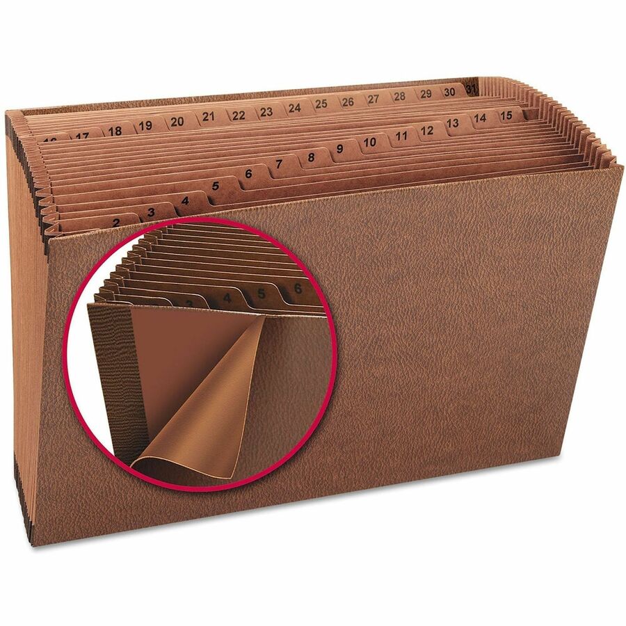 Smead Legal Recycled Expanding File - 8 1/2" x 14" - 7/8" Expansion - 31 Pocket - Redrope - Reinforced Gusset - 30% Recy