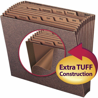 Smead Letter Recycled Expanding File - 8 1/2" x 11" - 7/8" Expansion - 12 Pocket - Redrope - Tear Resistant, Reinforced 