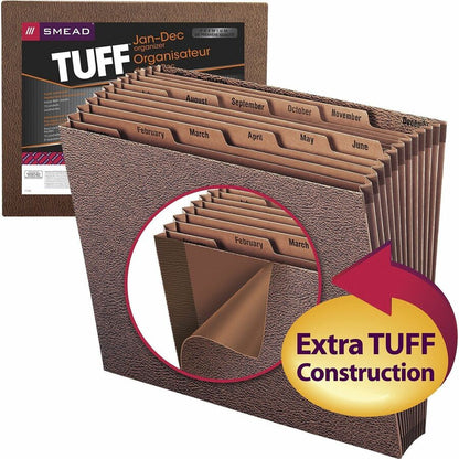 Smead Letter Recycled Expanding File - 8 1/2" x 11" - 7/8" Expansion - 12 Pocket - Redrope - Tear Resistant, Reinforced 