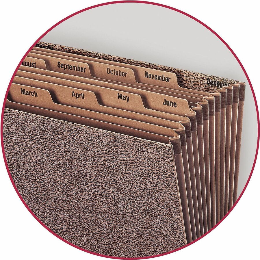 Smead TUFF Legal Recycled Expanding File - 8 1/2" x 14" - 7/8" Expansion - 12 Pocket - Redrope - Tear Resistant, Reinfor