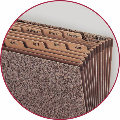 Smead TUFF Legal Recycled Expanding File - 8 1/2" x 14" - 7/8" Expansion - 12 Pocket - Redrope - Tear Resistant, Reinfor