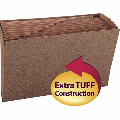 Smead TUFF Legal Recycled Expanding File - 8 1/2" x 14" - 7/8" Expansion - 12 Pocket - Redrope - Tear Resistant, Reinfor