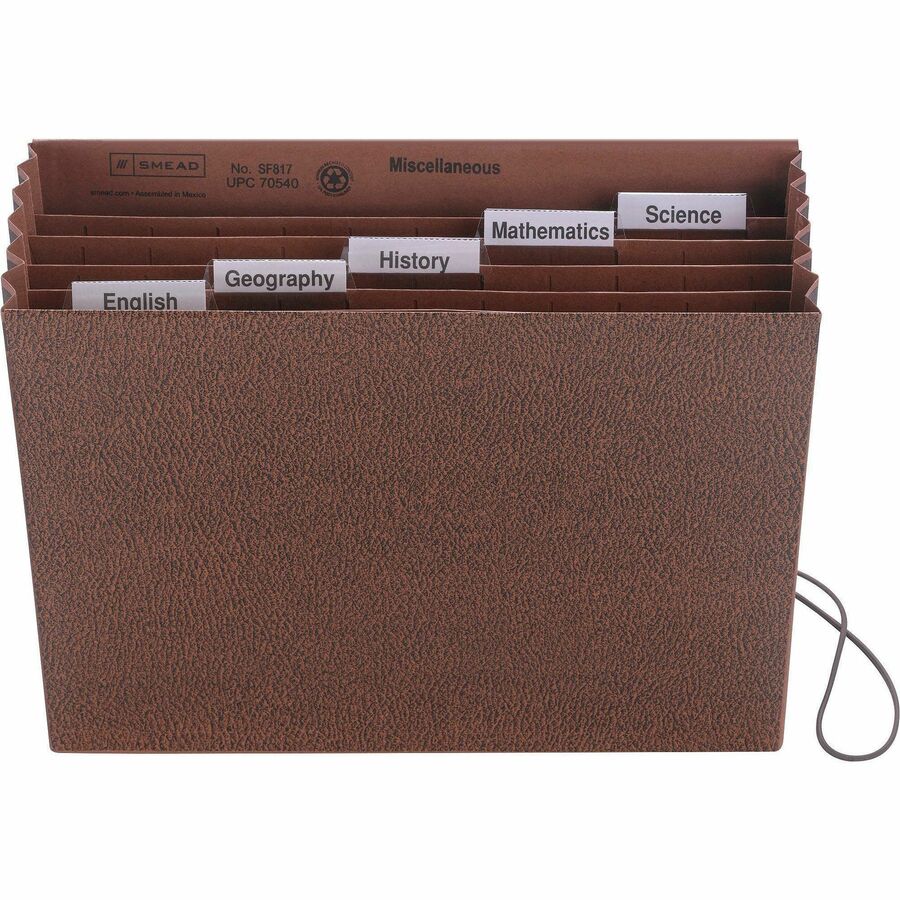 Smead 1/5 Tab Cut Letter Recycled Expanding File - 8 1/2" x 11" - 5 1/4" Expansion - 6 Pocket - Top Tab Location - Assor
