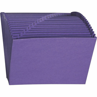Smead Letter Recycled Expanding File - 8 1/2" x 11" - 7/8" Expansion - 21 Pocket - 2 Plys - Purple - Reinforced Gusset -